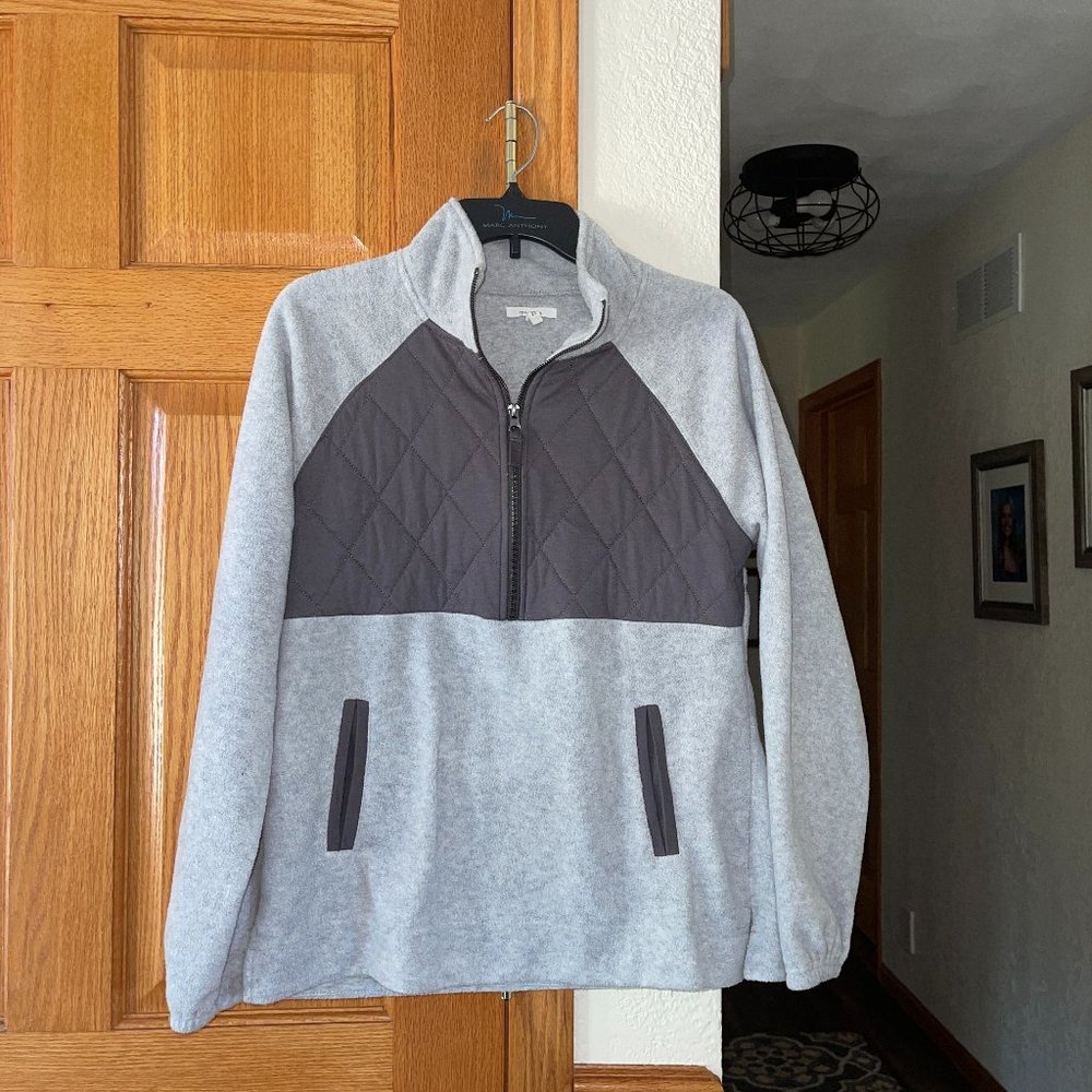 Maurices Gray Fleece Quilted 3/4 Zip Pullover Sweatshirt sz M